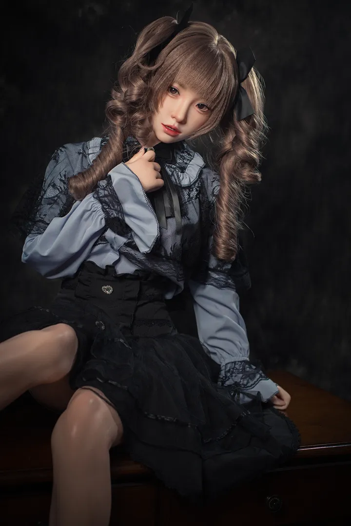 148cm (4ft10) B-Cup Gaya Gothic Lolita Silikon Anak Patung Seks Xiaorou, ROS Kepala #103B